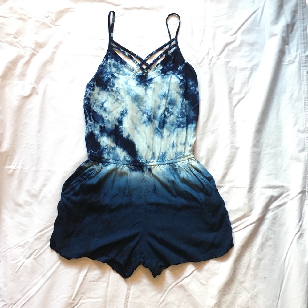 Blue tie dye romper